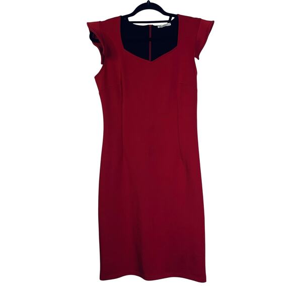 LARANOR Dress 42/10 Sweetheart Neckline Cap Sleeve Hidden Zipper Darting Bodycon - Picture 3 of 13